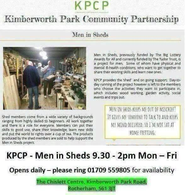Stag_RosePPG's tweet photo. #wednesday - @KimberworthPark Chislett Centre @UKMensSheds session 9.30am - 2pm

A great community men's group, learn new skills, chat over a brew, make new friends #youmatter

#meninsheds #peersupport #livedexperience #chat &amp; #brews #MenMatter #mensmentalhealth https://t.co/ym7VS5vBYc