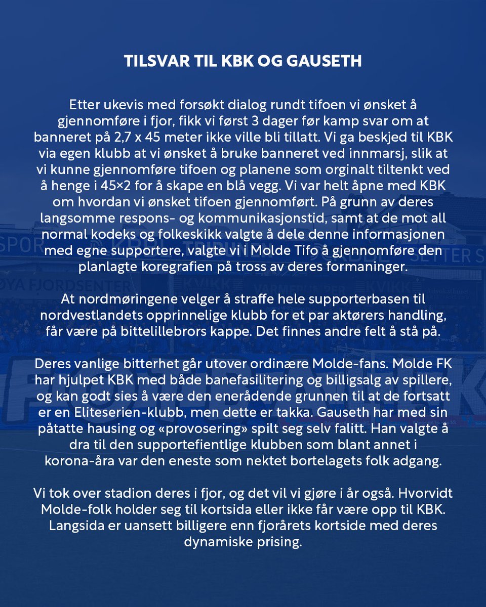 GK6400's tweet photo. Gauseth får melde og være en platt bajas, men Molde Tifos tilsvar er «for sterk kost» for Budstikka. @jensolavmoe @JoachimCHoeyer @RB_sporten 
https://t.co/qrbgSbFn84 https://t.co/tvBIdwXEQ6