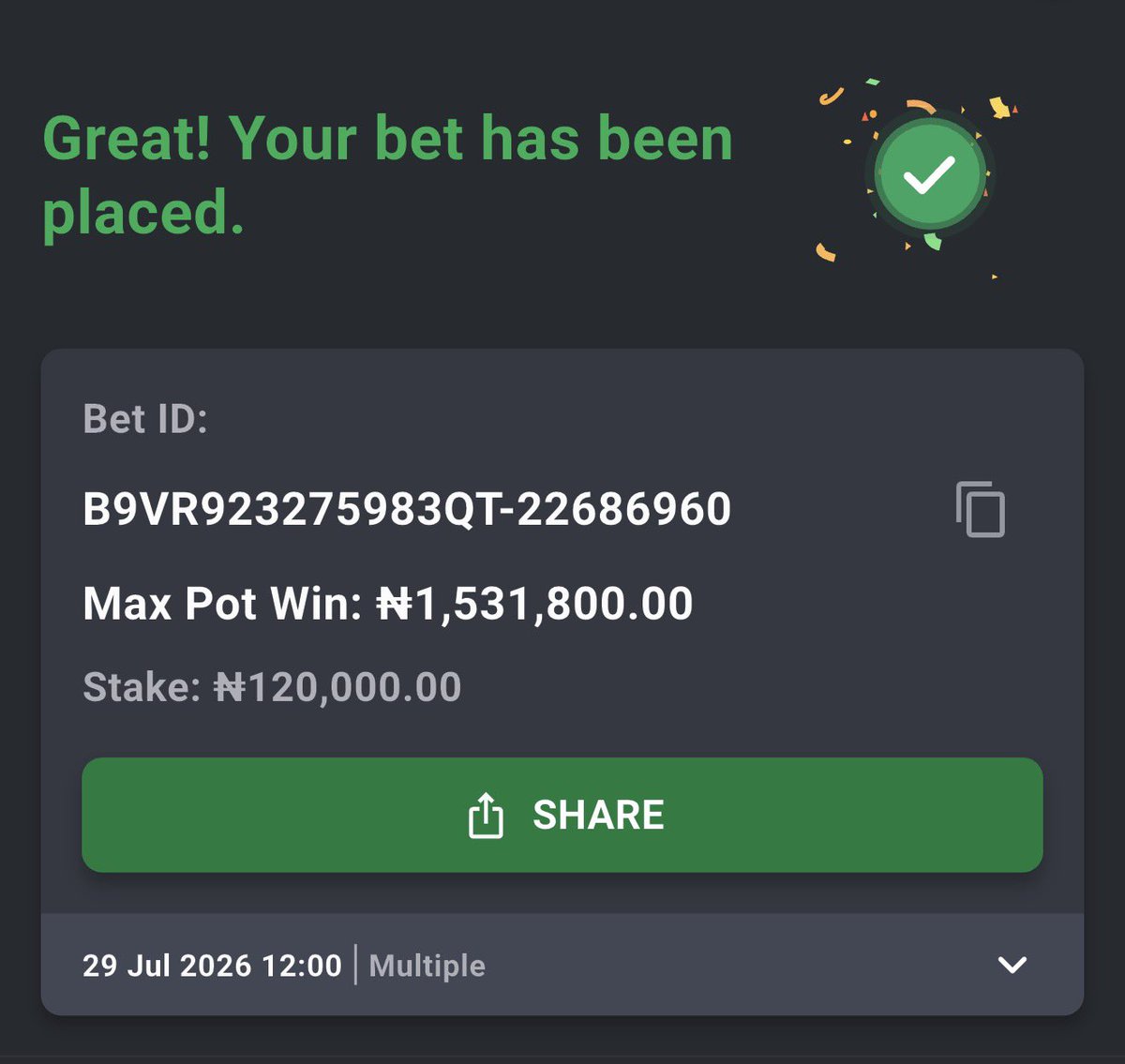 LBGeneraI's tweet photo. ☘️ ☘️☘️☘️☘️

100 Odds➡️ 5LM7DJG
12 Odds➡️ 5LM7FZX
5 Odds➡️ 5LM7HLH

#Bet9jacodes STAKE RESPONSIBLY 🔞 https://t.co/JDvdseZv3b