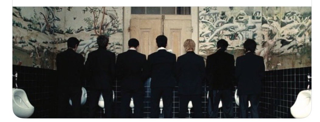 BrownNoona's tweet photo. @AboutMusicYT Notice that closed door in the “Normal” MV?
BTS peeing right in front of it.

(And people wonder why I absolutely adore these men so much…..) https://t.co/FHIXT1G6Kg
