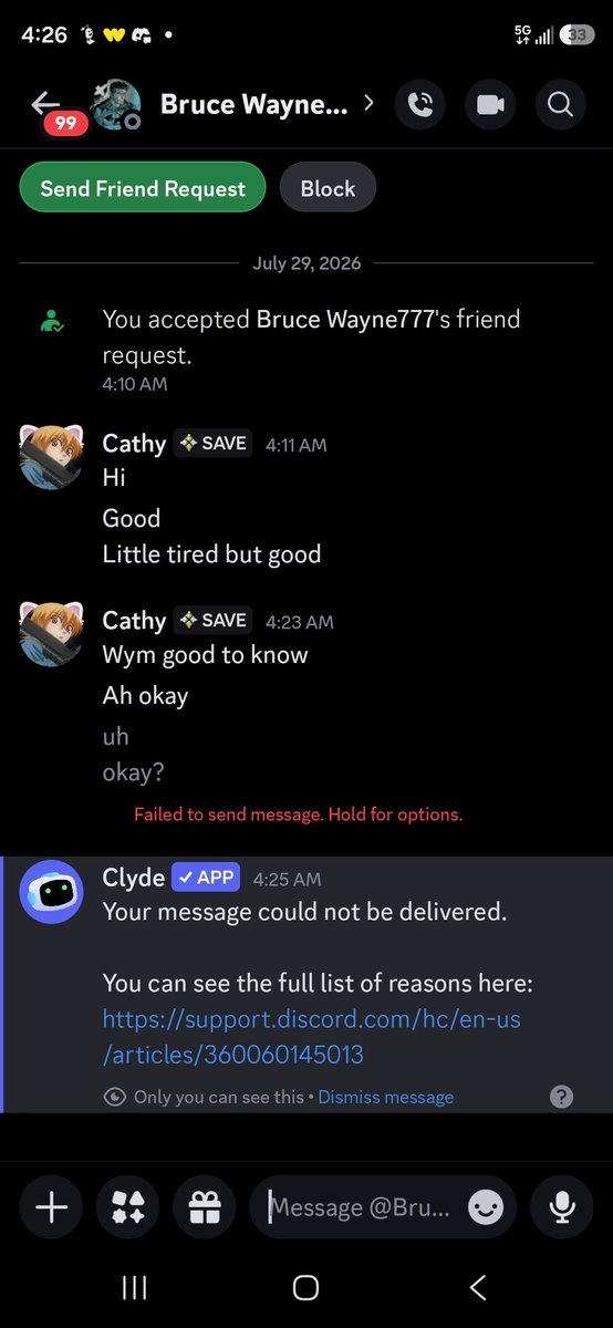 CathyCatherines's tweet photo. Had the most confusing conversation of my life
Random guy added me, said some whatever stuff, unadded or blocked me and then just deleted all his messages??
Discord is wild https://t.co/xs5SQL4Cnb