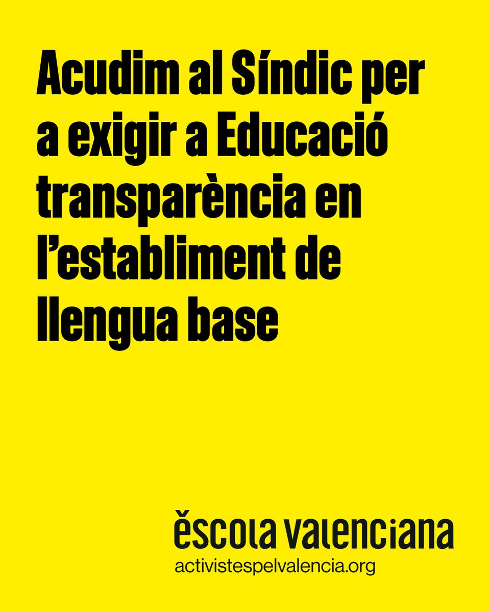 escolatv's tweet photo. 🚨 Educació amaga els criteris i perjudica el valencià

Davant una resposta buida, acudim al @elSindic. Exigim saber per què, fins i tot amb demanda suficient, es continuen negant grups en valencià

Publicar les vacants no és transparència

👇
https://t.co/iHzW96bvLO https://t.co/ixLqd22SvR