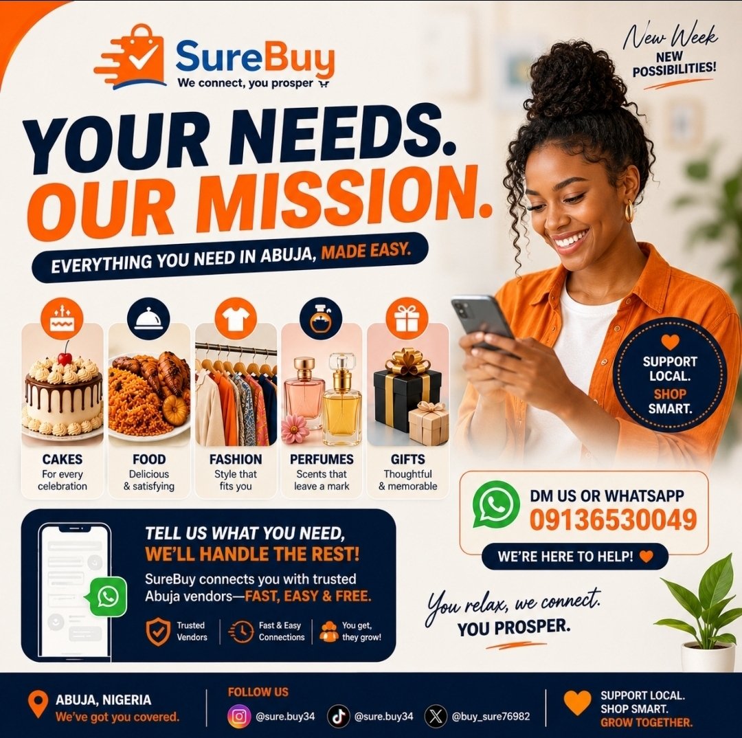 buy_sure76982's tweet photo. Good morning!.
What are you looking for today?

We'll find a trusted Abuja vendor for you—for FREE.
Send us a  DM.
https://t.co/RhUJX5JR8O https://t.co/hH8RVoATFs