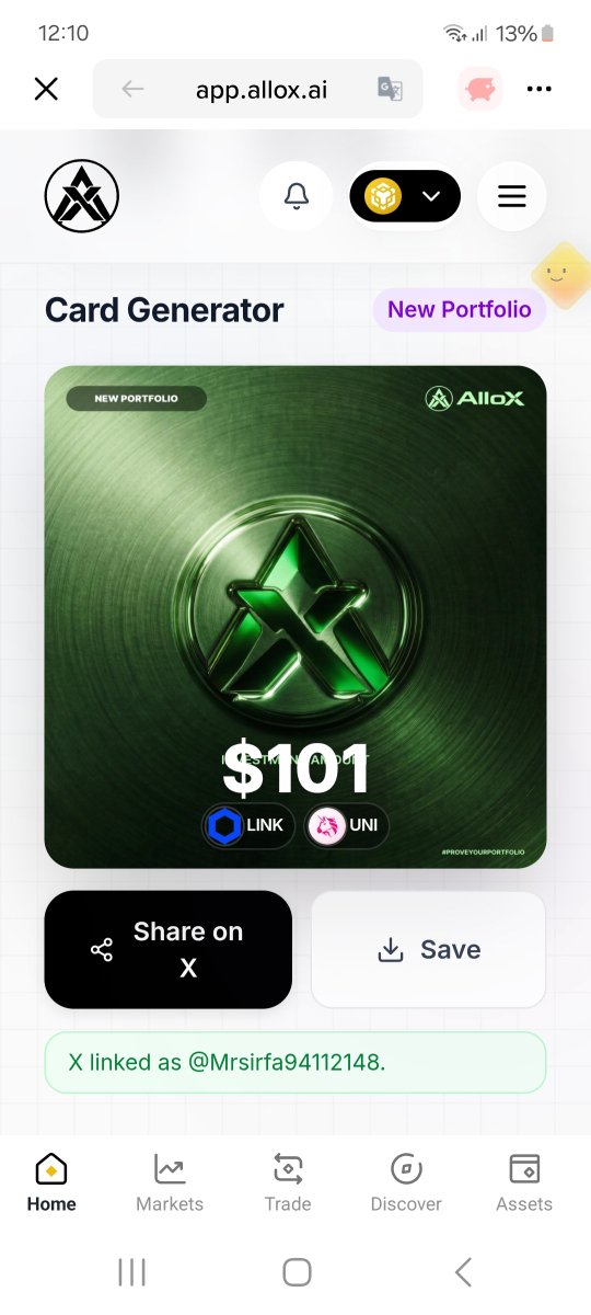 Mrsirfa94112148's tweet photo. My $501 on-chain portfolio is now live on @alloxdotai! ๐
Excited to participate in the #ProveYourPortfolio campaign and showcase my crypto journey. Looking forward to exploring more opportunities with the community. ๐
#AlloX #Crypto #Web3 #OnChainPortfolio https://t.co/NAxucuB4uG