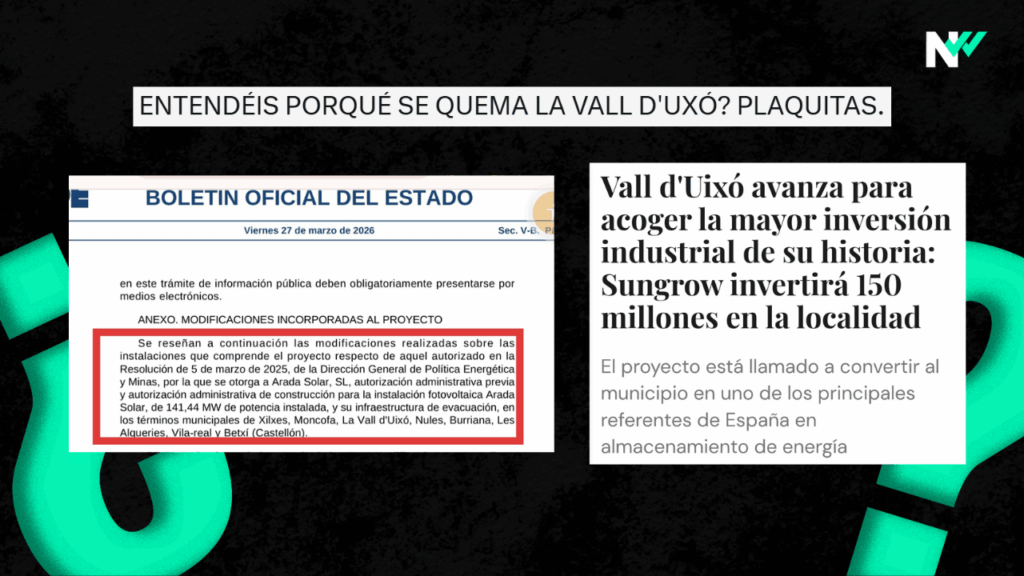 Newtral's tweet photo. 💬 “El incendio declarado ayer en La Vall d’Uixó está en una zona donde hay proyectos de renovables (…)".

💬  “Por tanto, sí se encuentra dentro de la zona municipal afectada por el incendio”.

¿Qué sabemos de todo esto? Te lo explicamos 🧵 https://t.co/eHx213ukXW
