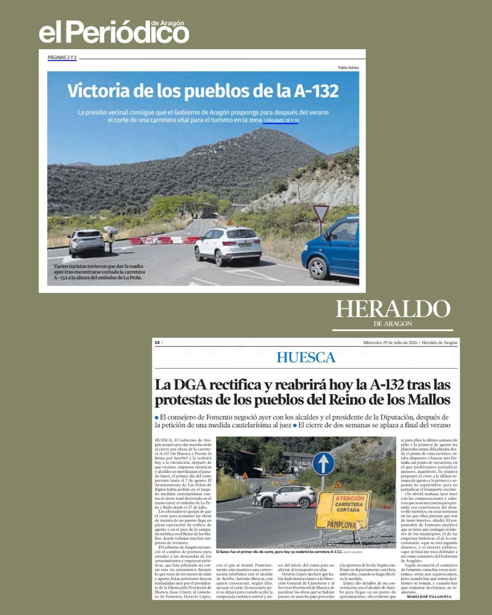 PSOEAltoaragon's tweet photo. 🗣️ Antonio Biescas: "El trabajo y la unión de un territorio es su fortaleza. La presión de ayuntamientos, vecinos y empresarios ha hecho que el Gobierno de Aragón reconsidere su decisión de cerrar la A-132" https://t.co/8tyEVMJDav