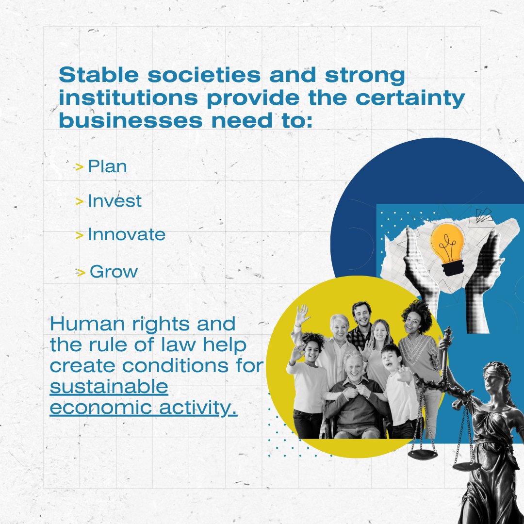 CoE_RuleofLaw's tweet photo. Businesses don’t operate in isolation. Their success depends on stable societies, strong institutions &amp; the rule of law. The @coe provides an important framework for this relationship, showing how respect for human rights supports long-term competitiveness. 👇🧵 https://t.co/sjRr9iRaxn