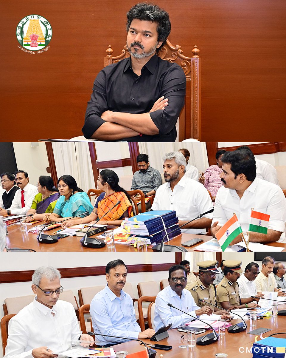 CMOTamilnadu's tweet photo. மாண்புமிகு தமிழ்நாடு முதலமைச்சர் திரு. ச. ஜோசப் விஜய் அவர்கள் தலைமையில் இன்று (29.07.2026) தலைமைச் செயலகத்தில், சட்டத்துறை, சிறைகள் மற்றும் சீர்திருத்தப் பணிகள் துறை ஆகிய துறைகளின் திட்டங்கள் மற்றும் செயல்பாடுகள் குறித்த ஆய்வுக்கூட்டம் நடைபெற்றது.

#CMJosephVijay‌ https://t.co/spG08paeV7