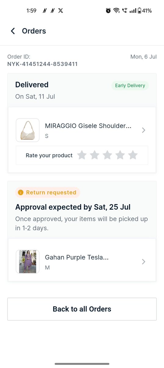 imvaani0817's tweet photo. @nykaafashion why you not get any response after my request of replacement the product which you sent totally different from image,even not any update after 25th of July.Such a disappointed with your service https://t.co/LRmUZVkL5J
