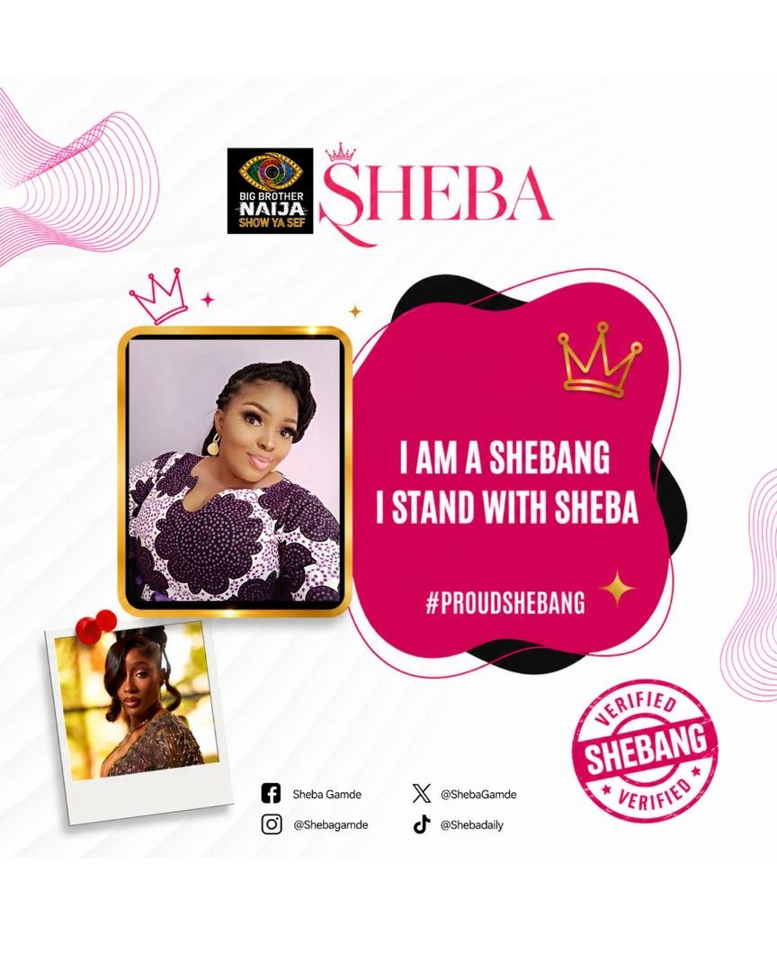 JennyJenny032's tweet photo. Proud to rep my fanbase. 👑💜
One badge. One family. One mission.
The streets will know that Sheba is here to stay. 🔥

SHEBA THE SPOTLIGHT 
EVERYBODY LOVES SHEBA

#BBNaija #ShebaGamde https://t.co/NRQsZVzRKX
