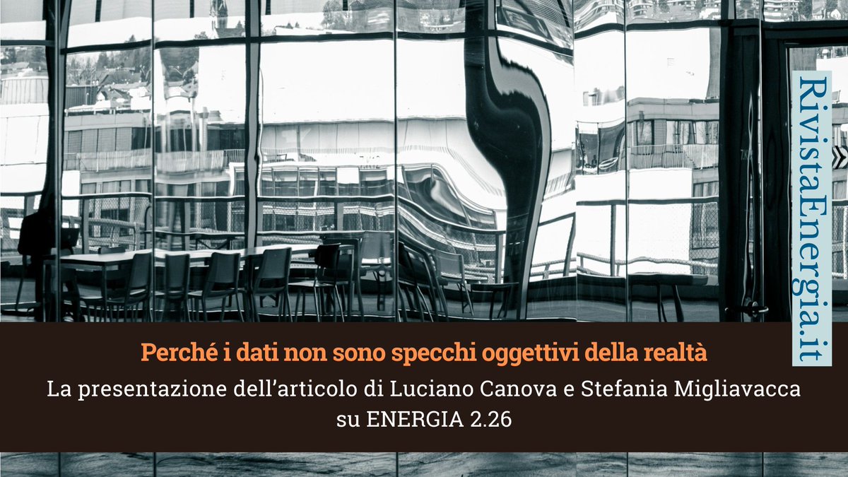 RivEnergia's tweet photo. I #dati vengono spesso trattati come specchi oggettivi della realtà mentre sono frutto di scelte e cornici interpretative
ma la #statistica, come la tecnologia, non è neutrale
L'articolo di Stefania Migliavacca e Luciano Canova su #ENERGIA 2.26
👉https://t.co/PtgHri5Ppy https://t.co/3IgvKA8XRA