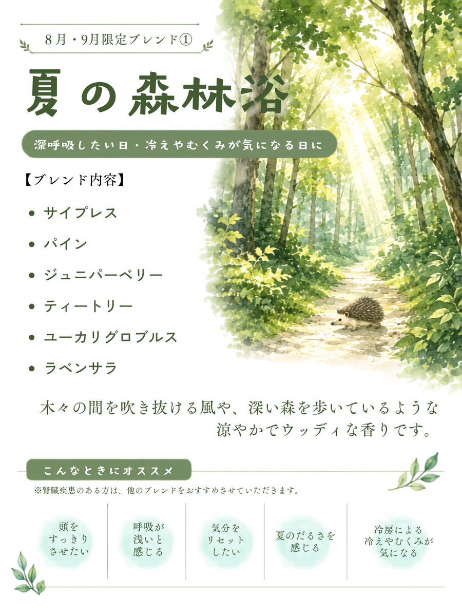 hidamariheart's tweet photo. 🌲8・9月限定ブレンドオイル

子どもの頃の夏休みを思い出すような 「森」と「コーラ」をイメージした
2種類のブレンドをご用意しました。

https://t.co/O1boV3QDqh https://t.co/RjxMaYh0Wk