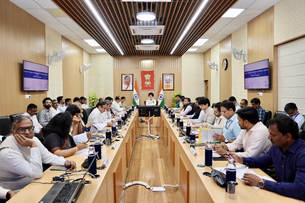 LtGovDelhi's tweet photo. Chaired a meeting to review the progress of Deregulation & Compliance Reduction in Delhi, along with Hon’ble CM Smt. @gupta_rekha and Ministers Shri @ashishsood_bjp and Shri @mssirsa, in line with Hon’ble PM Shri @narendramodi Ji’s vision of Ease of Doing Business and Ease of Living.

Directed all departments and agencies concerned to expedite the removal of excessive regulations and simplify compliance processes, while advancing reforms that foster entrepreneurship, generate employment, and make Delhi a more liveable city for all.

#ViksitDilli