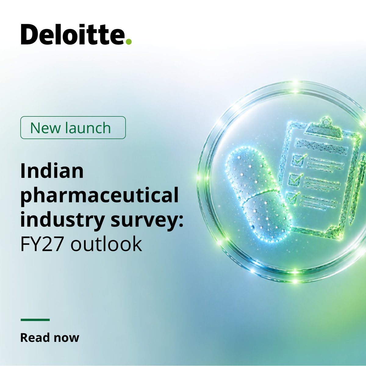 DeloitteIndia's tweet photo. The “Indian pharmaceutical industry survey: FY27 outlook” is now live.

Read the full report here: https://t.co/y84ut05LP0

#Pharmaceuticals #IndiaPharma #LifeSciences #HealthcareIndustry #PharmaGrowth #GlobalPharma #DeloitteIndia https://t.co/JCeQX92PCc