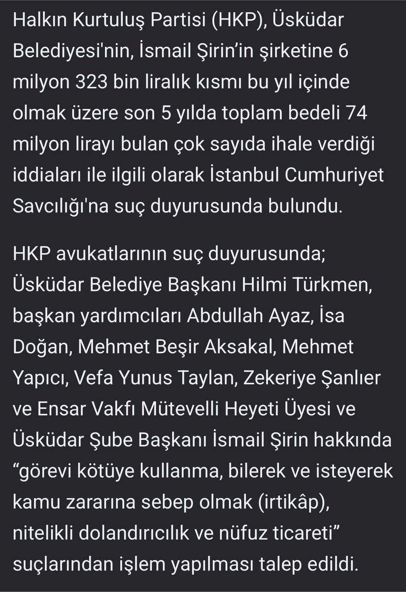 kerimbutunn's tweet photo. Üsküdar’ın AKP’de olduğu dönemde Ensar Vakfı’na en az 74 milyon liralık ihale verildi. Delilli, tespitli, belgeli şikayetimize savcılar hiçbir işlem yapmadı. Büyük bir yolsuzluk görmezden gelindi.  

Sonuç olarak Sinem Dedetaş, işte bu yağmayı durdurduğu için gözaltına alındı. https://t.co/Ml9OAt1z8E