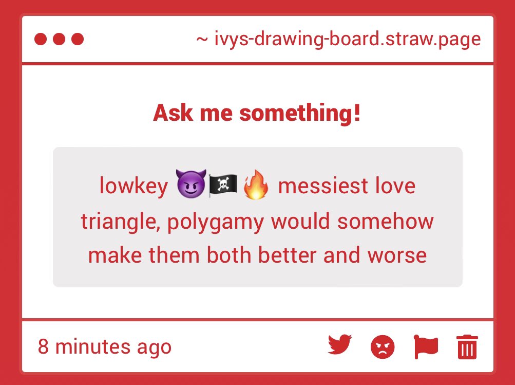 Ivyy_end's tweet photo. Oh dude it would be utter chaos..
🏴‍☠️🔥 would be fighting over 😈,🔥and 🏴‍☠️ would try and get 😈 attention all to themselves, they would argue over who was more good in bed, who was softer, who was bigger etc.
And😈would be SO done with them

🏴‍☠️🔥hate sex whenever😈 is gone
#bbtwt https://t.co/xnnJib1W7H