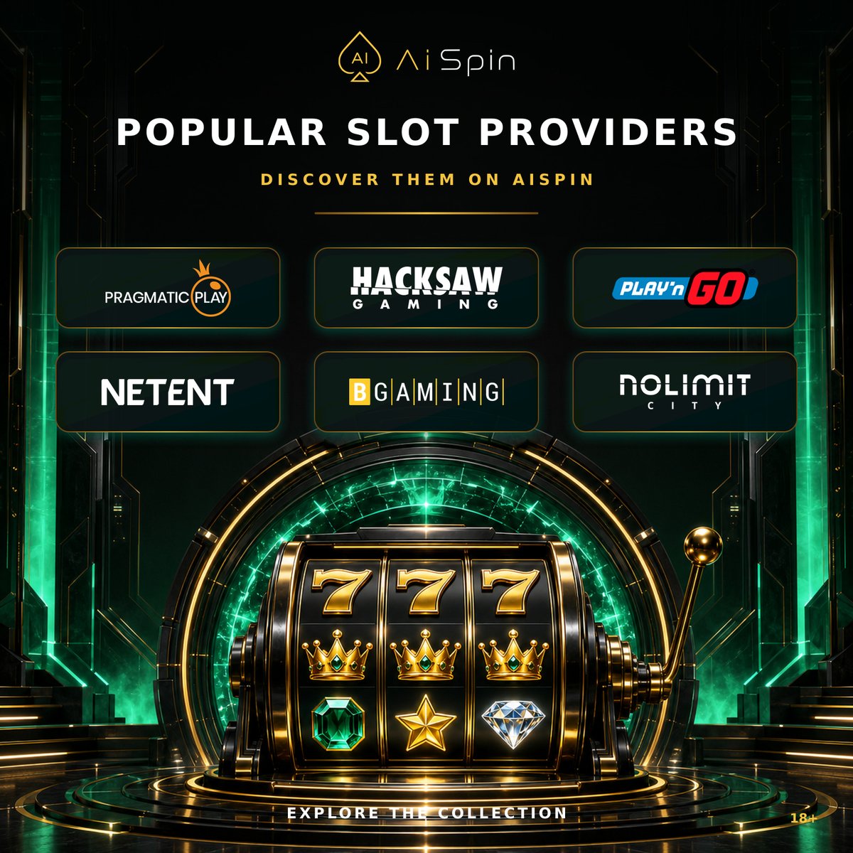 AISPIN_CEO's tweet photo. 🎰 THE NAMES BEHIND YOUR FAVORITE SLOTS
One platform. A world of different styles.
Spin through games from Pragmatic Play, Hacksaw Gaming, Play’n GO, NetEnt, BGaming, Nolimit City and more on AiSpin. Classic themes, modern mechanics and bold visuals — explore the collection and find the provider that matches your style.
👇 Which studio should we feature next?
▶️ Explore slots on AiSpin:
https://t.co/rJvxNsZ4FD
18+ Play responsibly. Results are based on chance.
