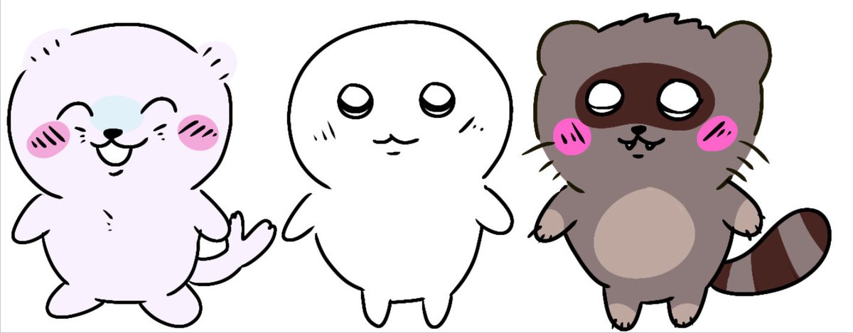 IminaExplosion's tweet photo. Trying to design a Chiikawa-sona, but haven’t settled on anything so far. I’ve tried a raccoon and a seal so far because they’re my fav animals, and a snowman just for fun but I don’t think that fits the chiikawa design philosophy cuz it’s not an animal

#oc #Chiikawa https://t.co/w9UBbnL407