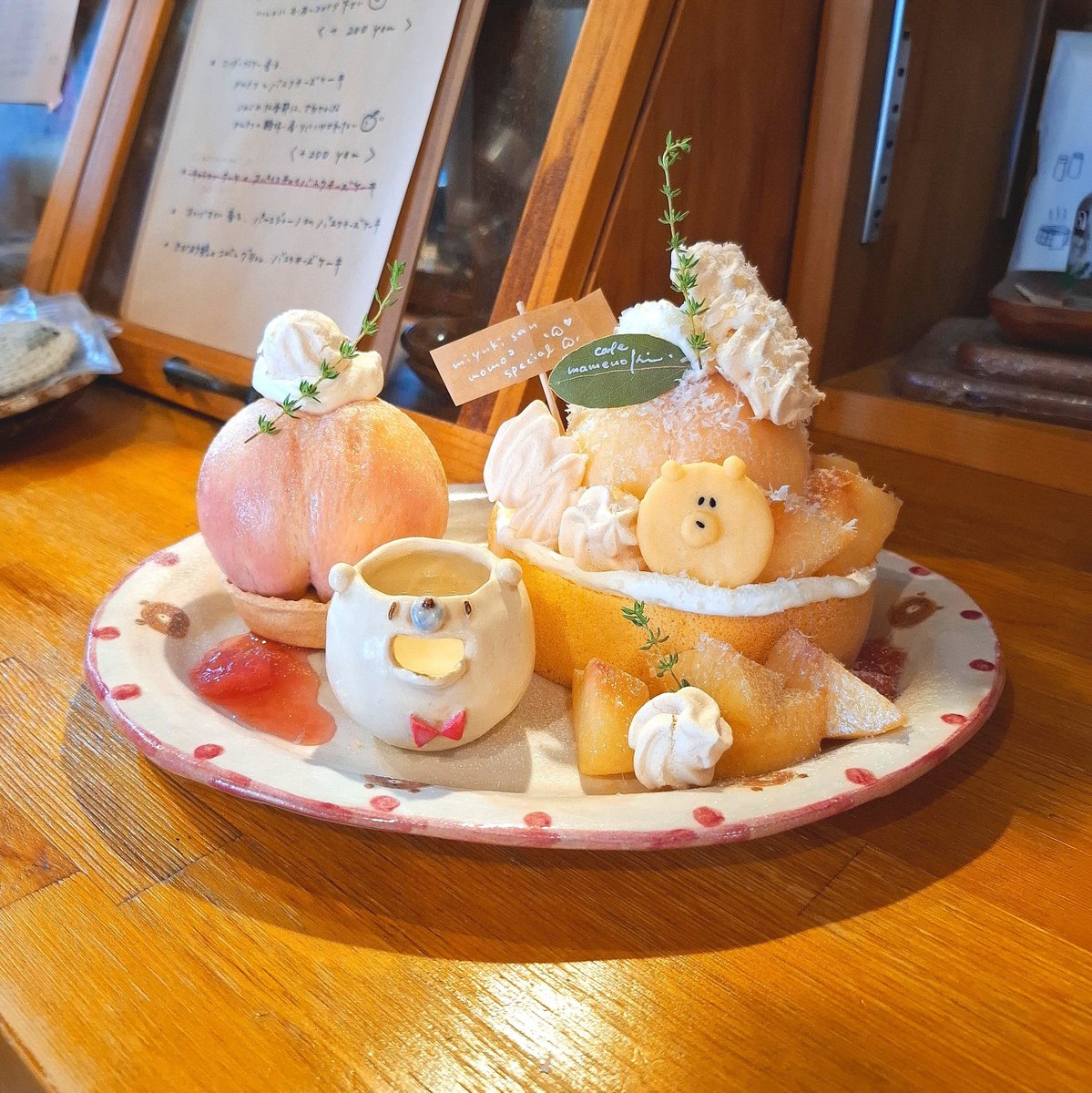 miyukitty428's tweet photo. 📍cafe mamenoki

・桃のシフォン×タルトの
Special Plate
・ピーチティー✍🏻

桃尽くしの幸せPlate🍑 https://t.co/zcidgbPfEF