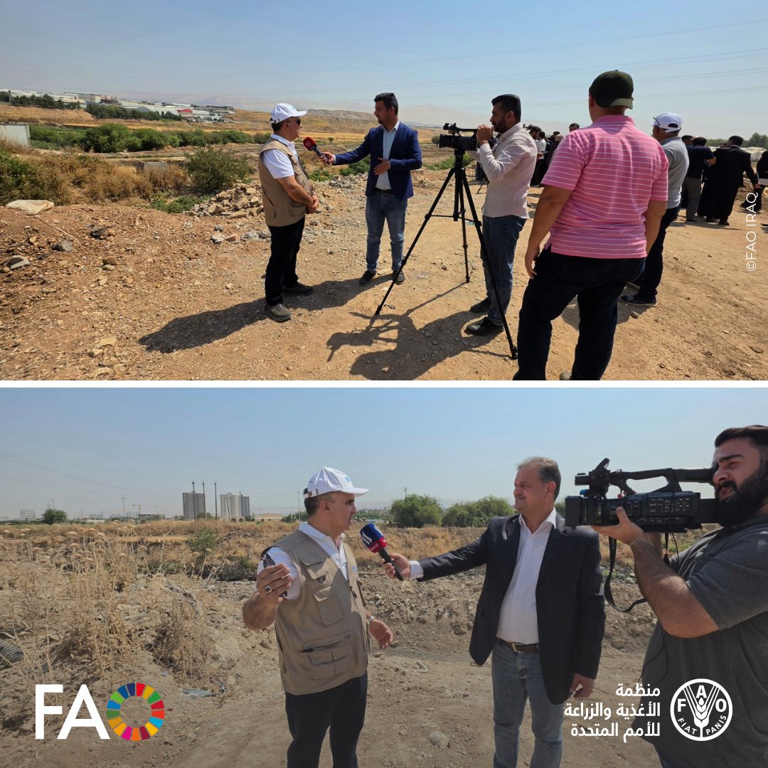FAOIraq's tweet photo. 🌍💙هذا و تواصل منظمة الفاو في العراق متابعة التحديات التي يواجهها نهر تانجرو، حيث لا يزال تلوث المياه يؤثر في النظم البيئية والزراعة وسبل عيش المجتمعات المحلية.
وتمثل هذه الزيارة الميدانية اليوم خطوةً جديدة نحو تعزيز الحلول القائمة على العلم، والعمل المشترك، والشراكات الفاعلة. https://t.co/tT48ntykhB