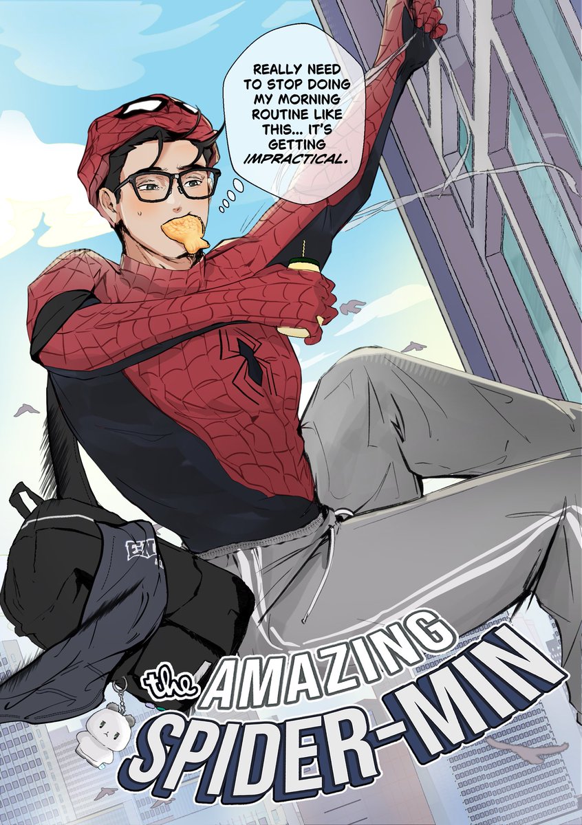 shrimpdol's tweet photo. watching spiderman and of course i had to draw hamin as one🕷️ https://t.co/a1rtbyt7U9