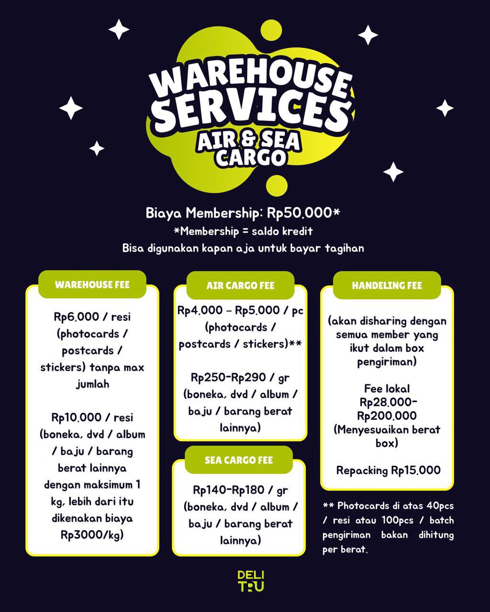 DeliTru_id's tweet photo. OPEN MEMBER DELITRU WAREHOUSE SERVICE

 PROMO UNTUK NEW MEMBER:
FREE 5x Fee WH
FREE 5x Fee co web
FREE 5x Fee chat

📍Ningbo - Bogor

✨ Firsthand WH China - INA
✨ Sea &amp; Air Cargo
✨Testi 100++

For more info: 

Web ：https://t.co/G7qG2gcgeE…
Regist : 
https://t.co/9beGbTY390 https://t.co/FAzUOcJanX