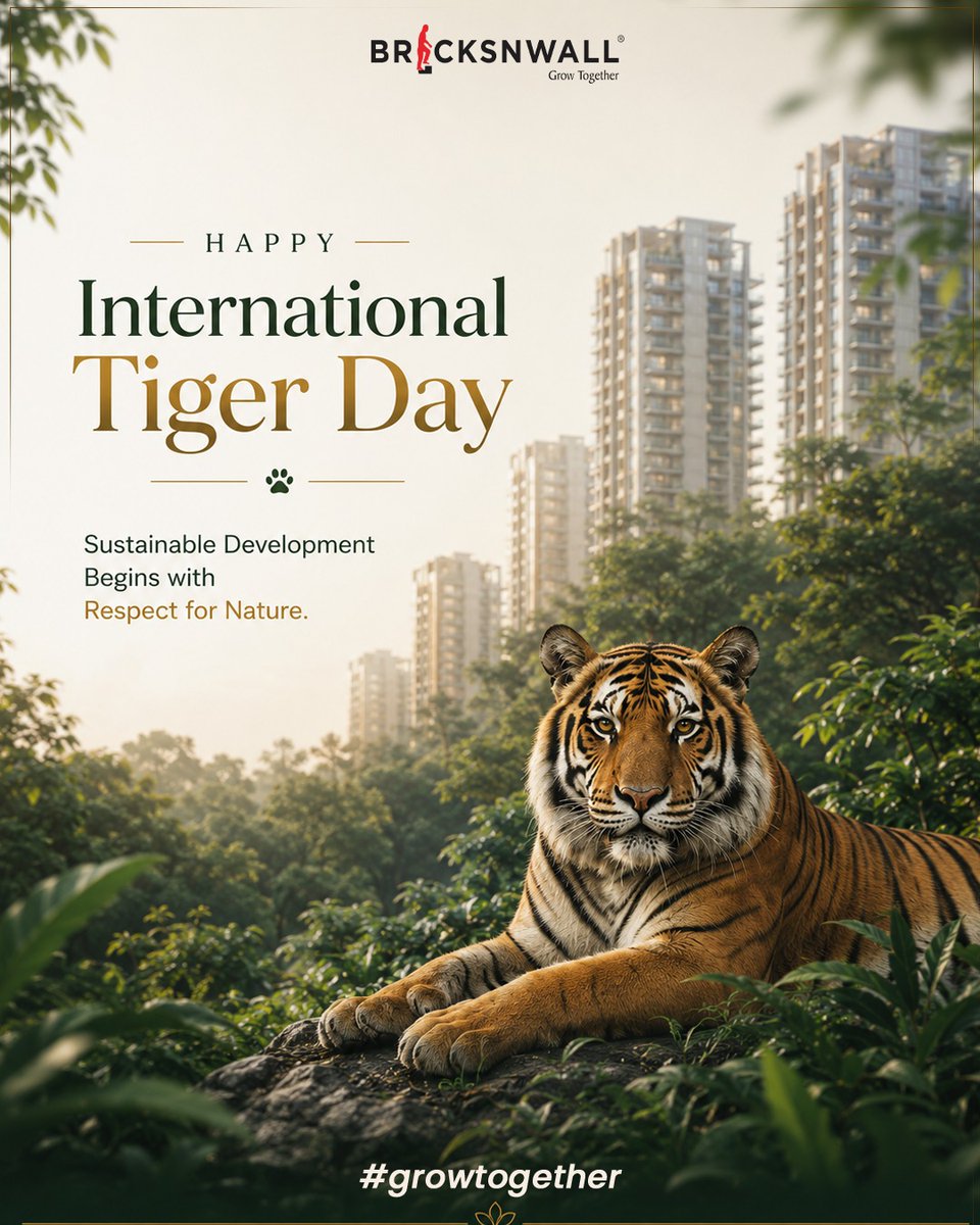 BricksnwallInd's tweet photo. Strong foundations begin with a healthy planet. This International Tiger Day, let's protect our wildlife and build a greener future together.
#InternationalTigerDay #SaveTigers #SustainableLiving #GreenFuture #Bricksnwall #RealEstate #Bricksnwall https://t.co/R0OttJPVJ8