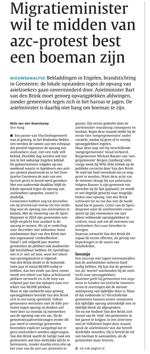 GeurtHuijgen's tweet photo. Asielminister Bart van den Brink moet (?) genoeg #asielopvang AFDWINGEN, zonder gemeenten tegen zich in het harnas te jagen. Hij is daarbij niet bang om #boeman te zijn
Hij zal wel met de geldbuidel rammelen met de blik op oneindig en het verstand op nul
Stop #asielinstroom https://t.co/7xmxIk1PIR