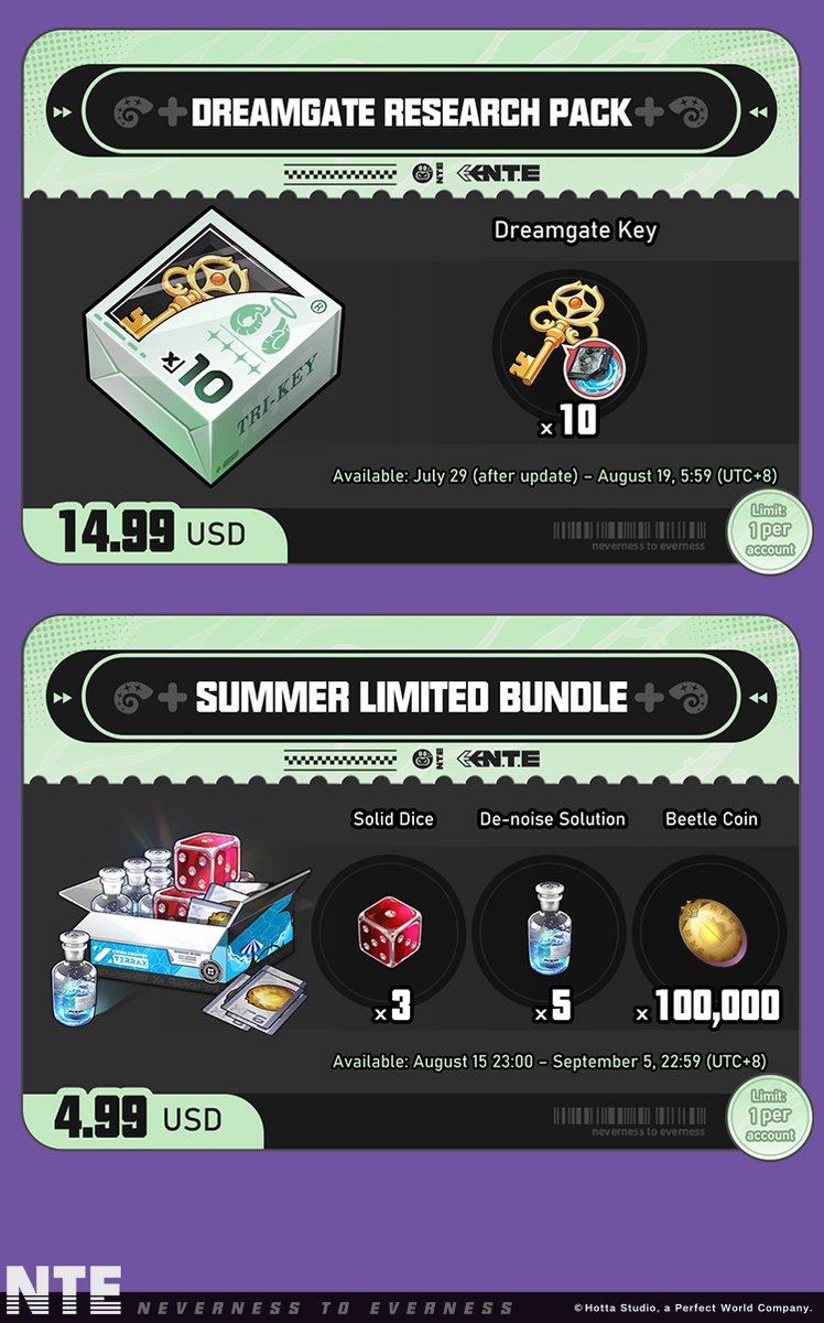 NTE_GL's tweet photo. The Lifeline丨Special Offers

The new S-class character Iroi is here! Here's a look at some special bundle deals for the "The Lifeline" Limited Board. See image below~

Meet the new exclusive S-class character, Iroi! Download NTE >> https://t.co/1jznP35Th8

#NTE #NevernesstoEverness #Iroi
