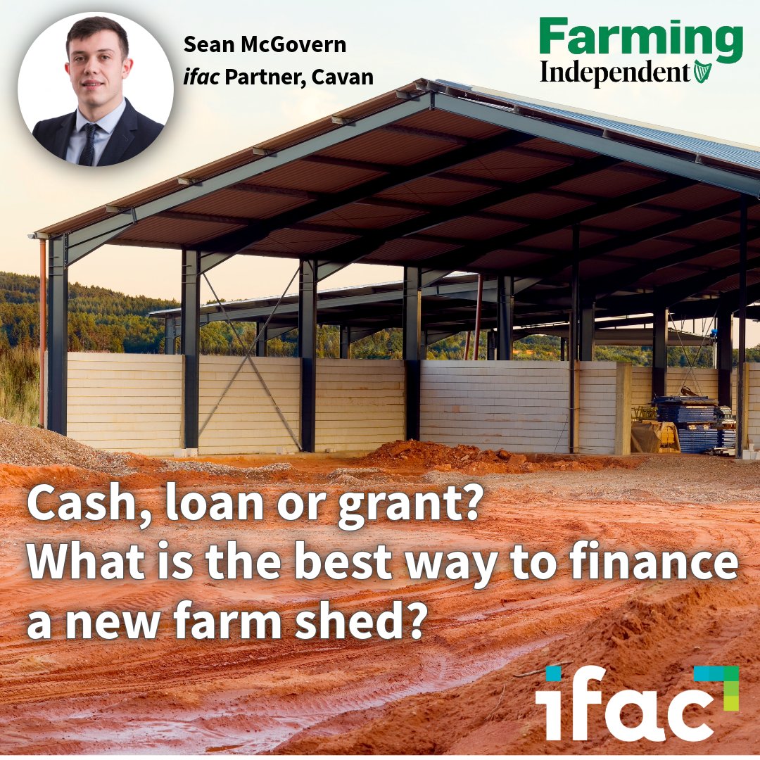 ifac_ireland's tweet photo. Great to see @ifac_ireland's Seán McGovern in the @Farming_Indo this week 🌾
His advice on financing a new farm shed, whether is should be cash, loan or grant, is well worth a read before you commit.
👉 https://t.co/HSDEYqtG6P
Talk to your local ifac office for advice on the right approach for your farm: https://t.co/qMU7iPIX7q
#FarmFinance #IrishFarming #Agribusiness