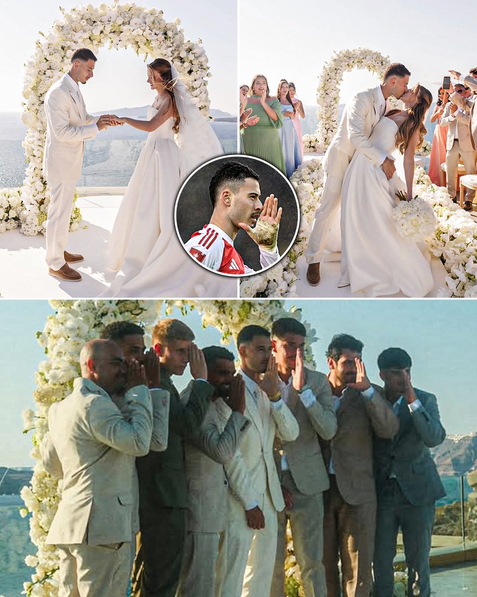 ESPNUK's tweet photo. Martinelli with his signature celebration on his wedding day 😮‍💨 https://t.co/UZgAQx6f5K