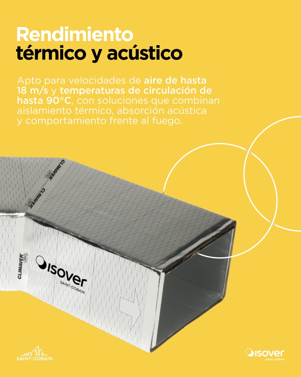ISOVERes's tweet photo. La eficiencia de una instalación también depende de cómo se distribuye el aire.

Con CLIMAVER® 360:
✔ Máxima clase de estanqueidad ATC1.
✔ Hasta un 97 % menos de fugas de aire permitidas por el RITE.
✔ Elevadas prestaciones térmicas y acústicas.

#MakingTheWorldABetterHome https://t.co/oLeH7Ypobt