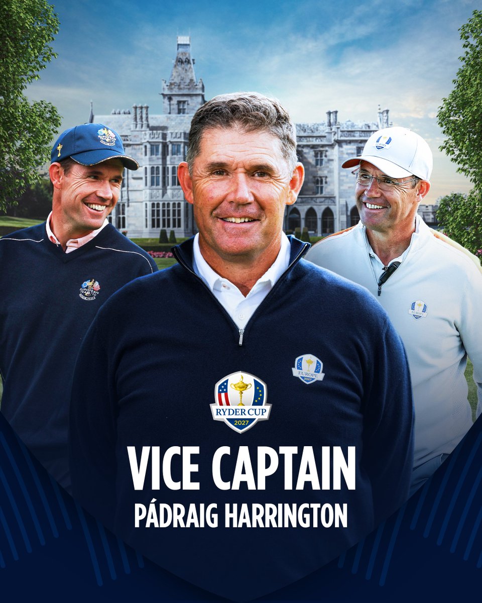 RyderCupEurope's tweet photo. He's coming home 🇮🇪

Four-time Ryder Cup winner, and local hero, Pádraig Harrington joins Luke's backroom team as Vice Captain. https://t.co/FkTRVQ1pAi