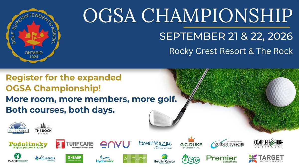 OntarioGSA's tweet photo. The OGSA Championship has become one of the most anticipated events on the OGSA calendar for a reason. We are thrilled to open up the experience to even more of our members!
We hope you'll join us in Muskoka. Register your teams today! https://t.co/IwhEaByWBL https://t.co/WoG3mr142V