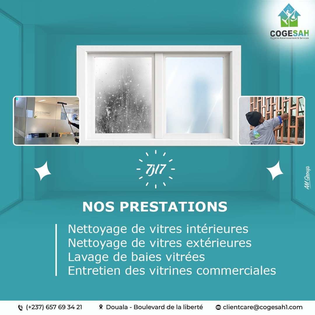 CogesahServices's tweet photo. Des vitres propres, c'est plus de lumière et un meilleur confort au quotidien.

Chez COGESAH, nous assurons un nettoyage soigné pour tous vos espaces. 

Tél : 657693321
Mail : clientcare@cogesah1.com

#Cogesah #Hygiène #Assainissement https://t.co/wcRJtCDslV