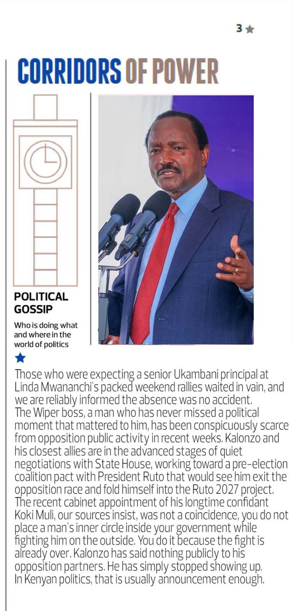 ERJ_GROUP's tweet photo. With each passing day, speculation about the Wiper leader's political future intensifies as he remains conspicuously absent from opposition activities.
Lazy Musyoka
Kambas &amp; Kales
#KalonzoAtStateHSE
Sifuna Worries Wiper https://t.co/YUBh3dEDTC
