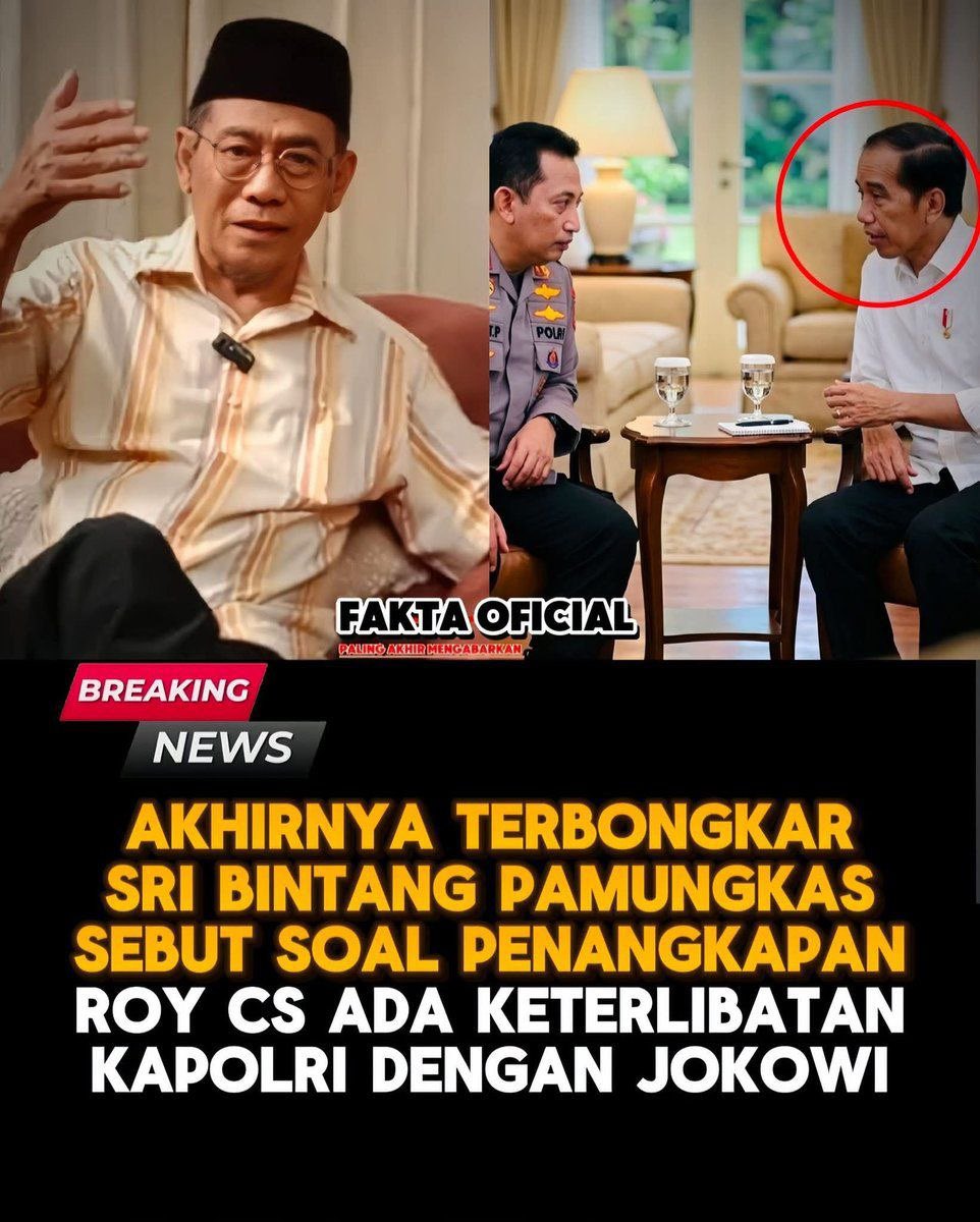 ArtaN7707's tweet photo. Jokowi dan kapolri main mata dlm penangkapan Roy - Tifa.

Akhirnya terbongkar! Sri Bintang Pamungkas sebut soal penangkapan Roy Suryo cs ada keterlibatan Kapolri dengan Jokowi

#RakyatInginRevolusi2026   
#RakyatInginRevolusi2026 https://t.co/0MB5TNIkhc
