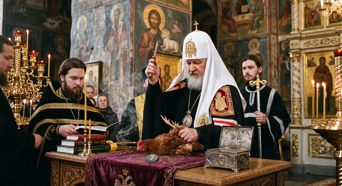 GodblessUS09's tweet photo. @MoscowTimes_ru Патриарх Кирилл провёл обряд жертвоприношения для защиты складов Wildberries от атак БПЛА https://t.co/NYmUhPuUzY
