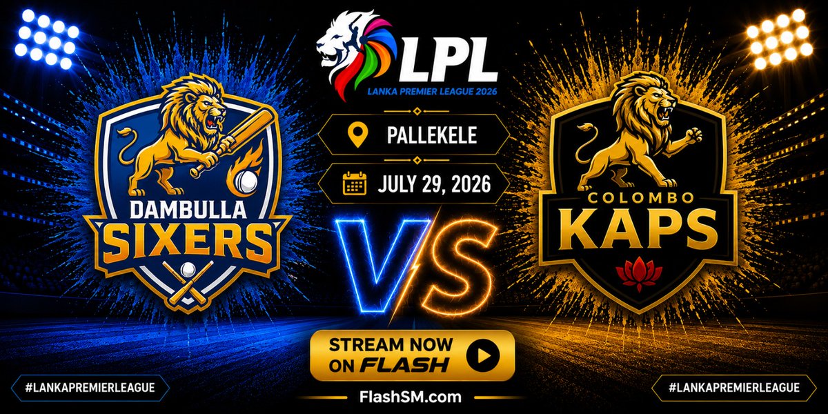 SIXR_cricket's tweet photo. 🏏 Lanka Premier League is now streaming LIVE on FlashSM!  

Next up: Dambulla Sixers 🆚 Colombo Kaps 
Make your predictions on PowerPlay before the first ball is bowled.

LIVE on FlashSM: https://t.co/yKcJRrfO23 
Predict now: https://t.co/cKnbOIedRY

 #PowerPlay #LPL #FlashSM #LankaPremierLeague #SIXRCricket #CricketPredictions #DambullaSixers #ColomboKaps #WatchLive