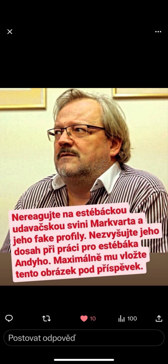 arny841966's tweet photo. @PeulnaMarkvart1 Potvrzeno je jen to, že Petr Markvart z Hodkoviček je pedofilní stbácká zrůda a tlustý, starý prase, co to má za pár. https://t.co/vFZKlMvwkc