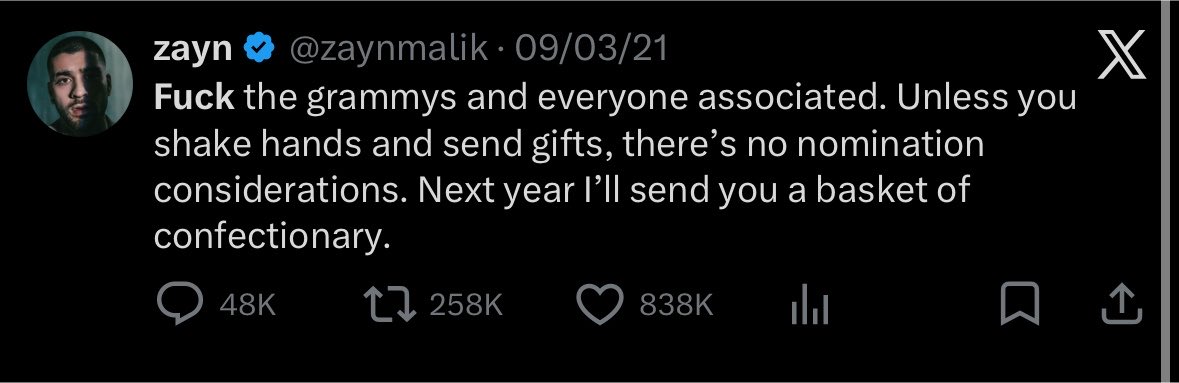 agustdlevi's tweet photo. anyway like zayn said , FUCK THE GRAMMYS https://t.co/6IYnGBIHZ8