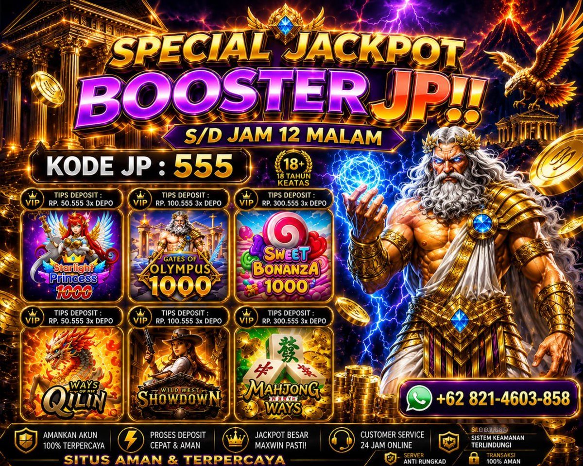 boosterjpyes's tweet photo. 🎰SPESIAL  JACKPOT  BOOSTERJP🎰

⏰𝐉𝐚𝐦 𝐆𝐚𝐜𝐨𝐫 : 14.00 - 00.45 𝐖𝐈𝐁
💯𝐀𝐔𝐓𝐎 𝐌𝐀𝐗𝐖𝐈𝐍 𝐃𝐄𝐍𝐆𝐀𝐍 𝐊𝐎𝐃𝐄 555
𝐂𝐎𝐍𝐓𝐎𝐇 𝐃𝐄𝐏𝐎𝐒𝐈𝐓 : 100.555 , 300.555 , 500.555

➡️ 𝗣𝗜𝗟𝗜𝗛 𝗦𝗘𝗥𝗩𝗘𝗥 𝗚𝗔𝗖𝗢𝗥𝗠𝗨 𝗗𝗜𝗦𝗜𝗡𝗜 👈
https://t.co/MPDZMxFmIA https://t.co/UCTjNnmPGR