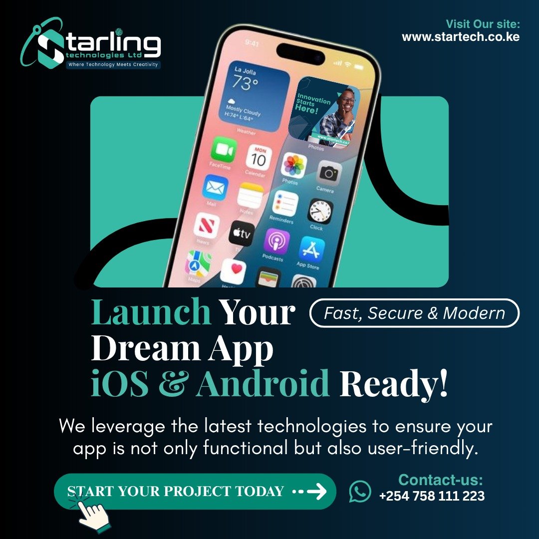startechKE's tweet photo. From concept to the App Store—we’ve got you covered. 💡📱
Partner with Starling Technologies to build scalable tech designed for modern users. ⚡️ Get started today:
📞 +254 758 111 223
🌐 https://t.co/cPYftp6xmw
#MobileAppDev #AppDesign #StarlingTechnologies #iOS #Android https://t.co/tJqPnddJKJ