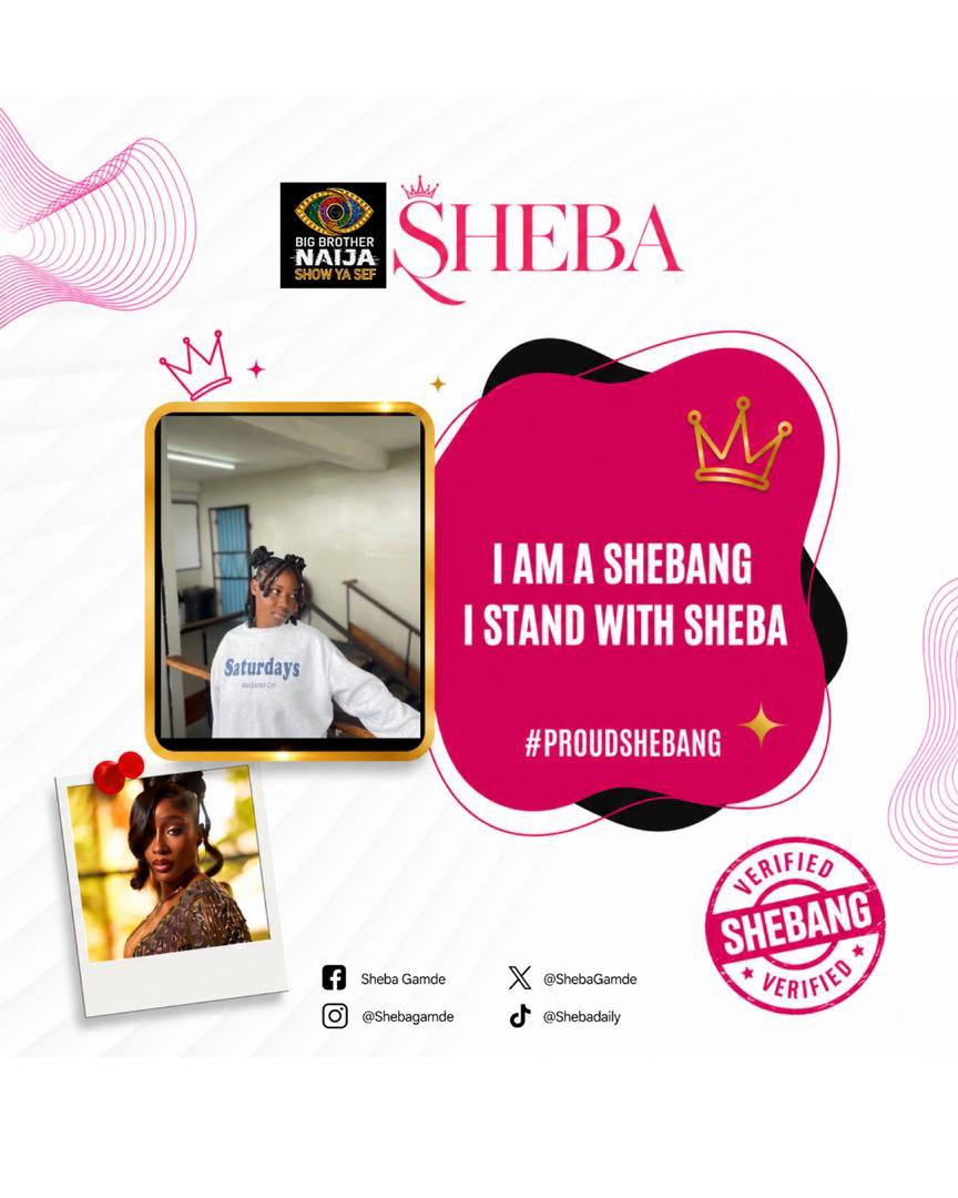 kim652929089287's tweet photo. The spotlight is yours, Sheba! Shebangs, show yourselves! Who else is repping? 👑
SHEBA THE SPOTLIGHT 
EVERYBODY LOVES SHEBA
#BBNaija #ShebaGamde
@ShebaGamde 
@AanuGodPlenty https://t.co/sTX0iFQ2G8
