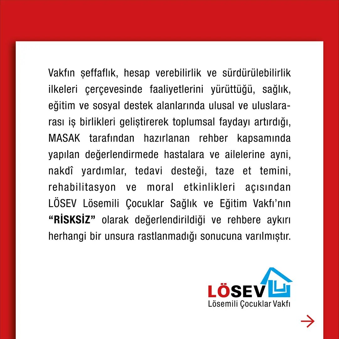 losev1998's tweet photo. Tertemiz, Güvenilir ve Risksiz Vakıf

T.C. Kültür ve Turizm Bakanlığı Vakıflar Genel Müdürlüğü Başmüfettişlerince gerçekleştirilen detaylı denetim sonucunda vakfımızın; faaliyetlerini amaç ve hedeflerine uygun şekilde yürüttüğü tescillendi. Ülkemizin en güvenilir ve itibar endeksinde en üst kuruluşları arasında yer alan LÖSEV'in gururu taçlanmıştır.

🔗 https://t.co/TkwPXLJqpD