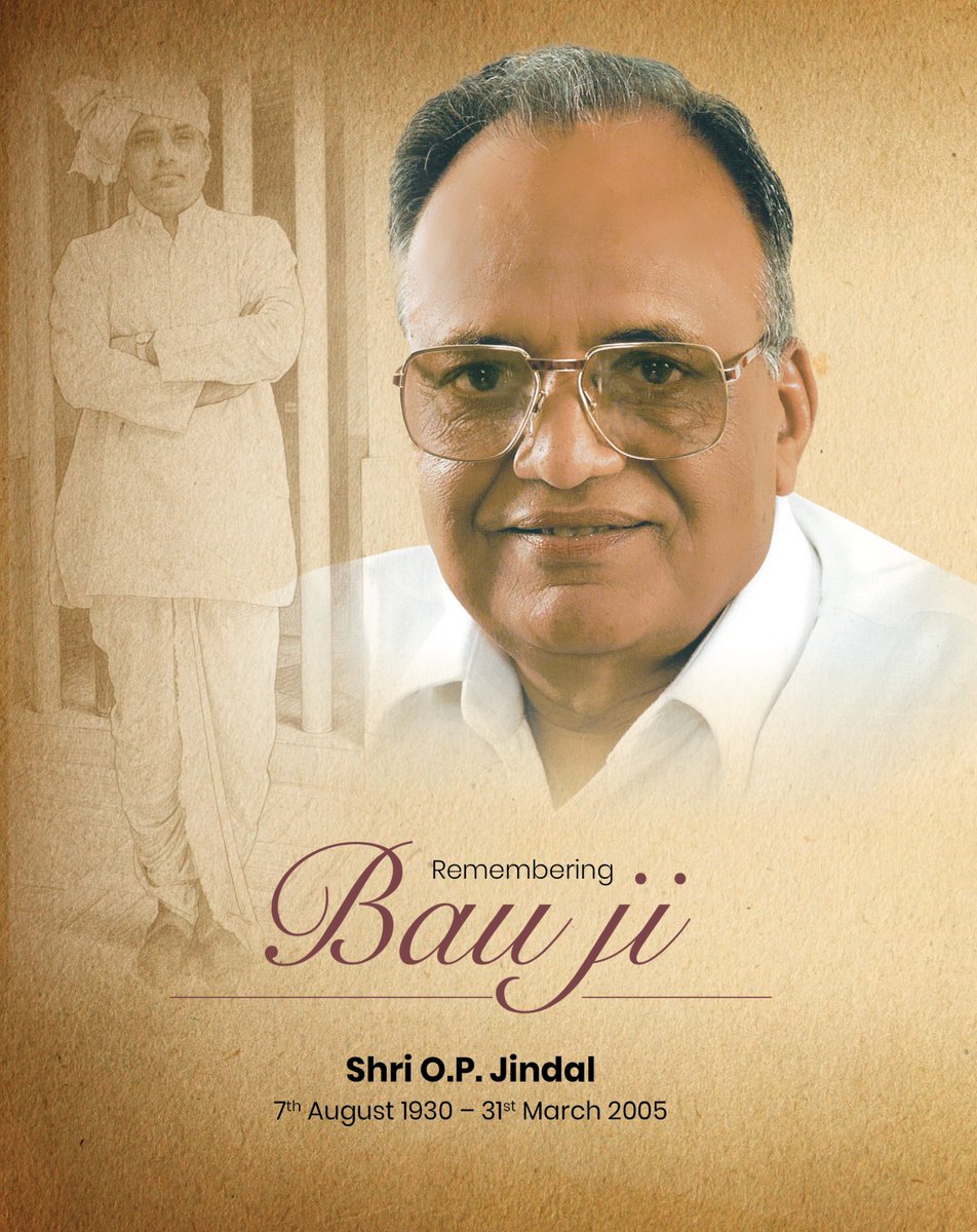 ShalluJindal_'s tweet photo. Remembering Bauji, Shri O.P. Jindal ji, a visionary leader, pioneering industrialist, compassionate philanthropist and the guiding force of our family. His values continue to guide us, and his memory will always remain close to our hearts. 🙏 https://t.co/bIWeenWkhF