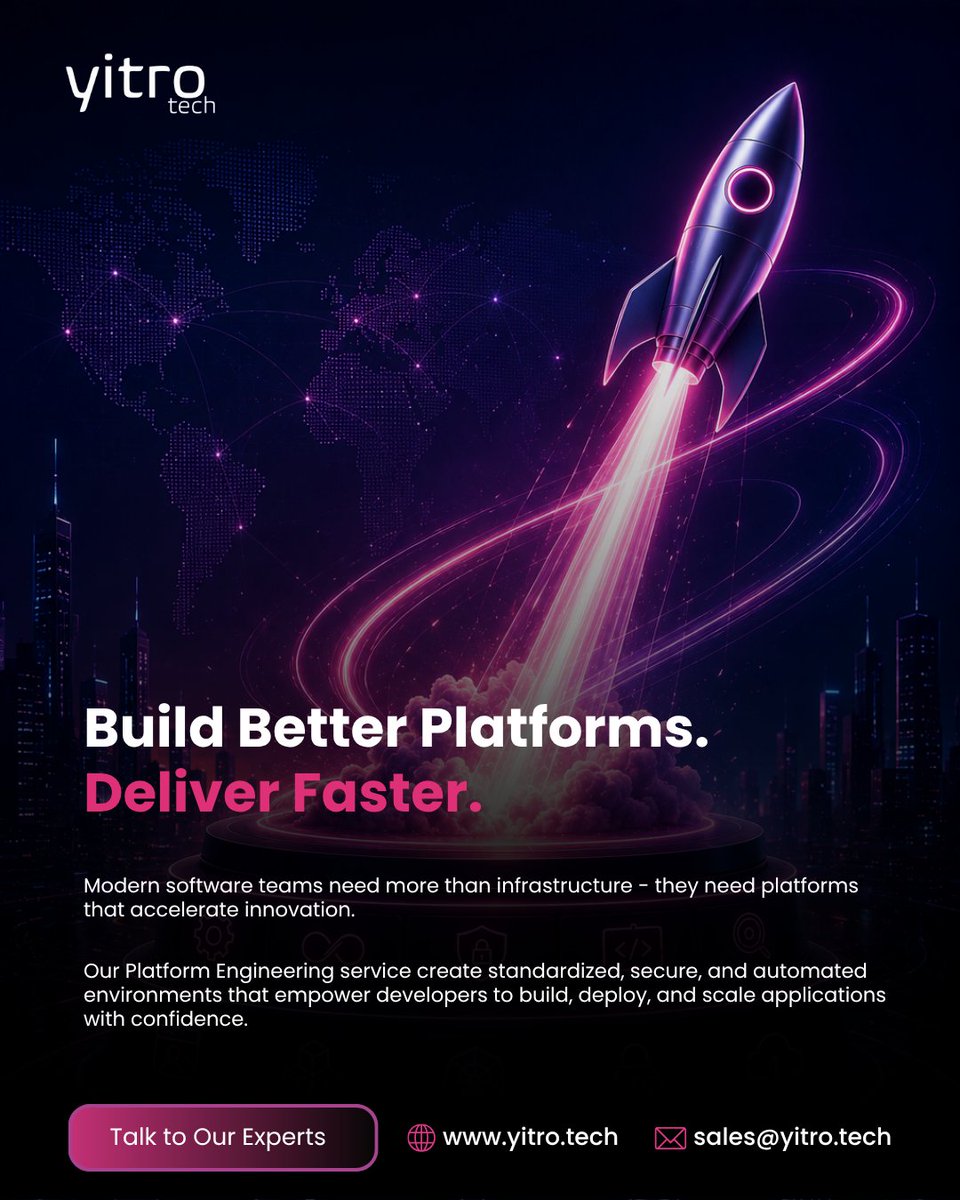 Yitrotech's tweet photo. Still slowing down software delivery with complex infrastructure?

Build secure, automated platforms that help developers innovate faster and scale with confidence.

Ready to accelerate your software delivery? Contact Us

#PlatformEngineering #Yitro #DeveloperExperience https://t.co/n0If4jRhQR