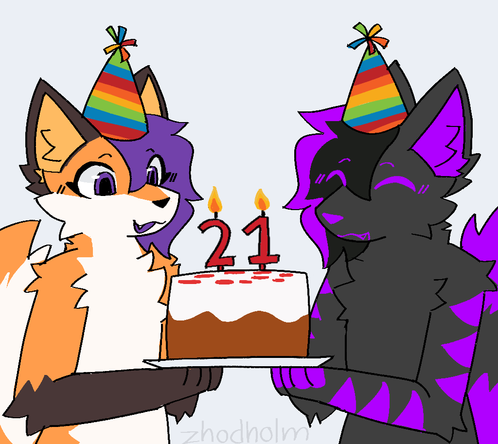 Zhodholm's tweet photo. It's my friend and I's birthday today!!  

@FluffyFoxer https://t.co/TwWdQZkgr0
