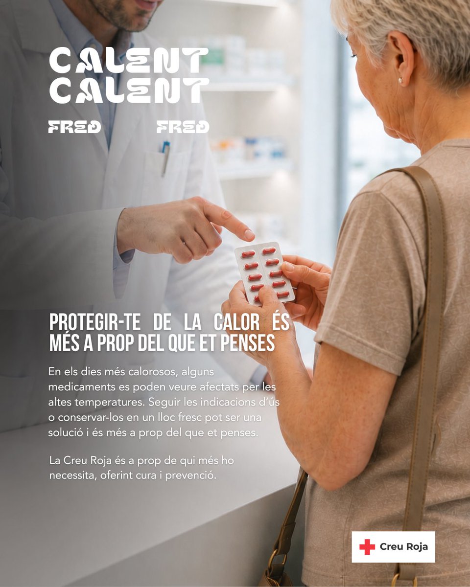 CreuRojaBCN's tweet photo. ☀️💊La calor també afecta els medicaments. Guarda’ls en un lloc fresc, segueix les indicacions de conservació i consulta els professionals sanitaris si tens dubtes. 

Protegir-te és més a prop del que et penses. ❤️🌡️

Troba més consells a ⬇️
https://t.co/wRCDMXMGXJ https://t.co/nMAn3mRHDn