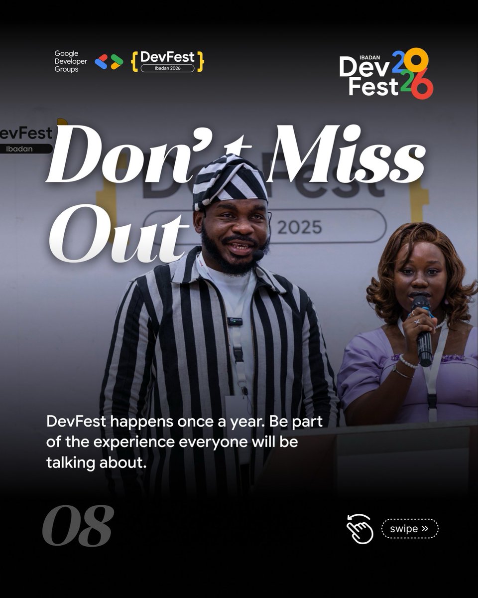 gdgibadan's tweet photo. BET you can’t read these 8 reasons and NOT want to attend right👌

Tag your your friends who need to see these reasons 

Dates dropping soon- Stay tuned ✨

#gdg #gdgibadan #techbros #techbeginners #tech https://t.co/RtFv0fpAqc